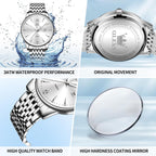 OLEVS Relojes para hombre de lujo de acero inoxidable 30M impermeable
