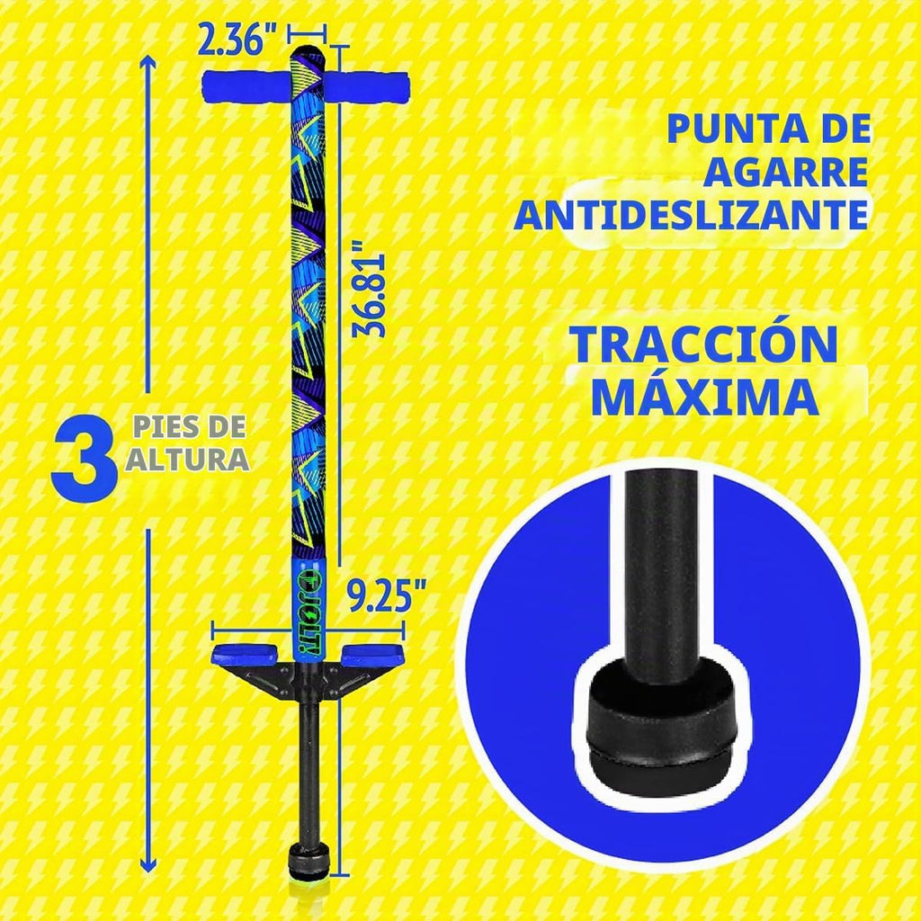 Flybar Jolt Pogo Stick para niños, perfecto para principiantes con marco de metal cubierto de espuma, asas y acolchado, almohadillas antideslizantes para los pies, punta ancha, juguete activo al aire