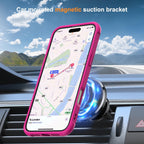 SKYLMW - Funda compatible con iPhone 16 con soporte magnético invisible tipo anillo, funda de grado militar para iPhone 16 de 6.1 pulgadas, compatible con MagSafe, gran sensación de agarre, rosa