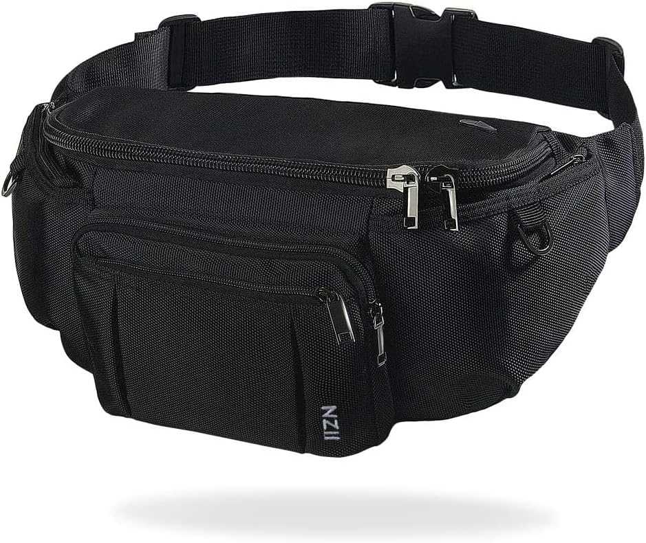 Riñonera deportiva para hombres y mujeres, riñonera al aire libre con 6 bolsillos con cremallera, bolsa de gran capacidad con cinturón ajustable para viajes, senderismo, ciclismo, entrenamiento,