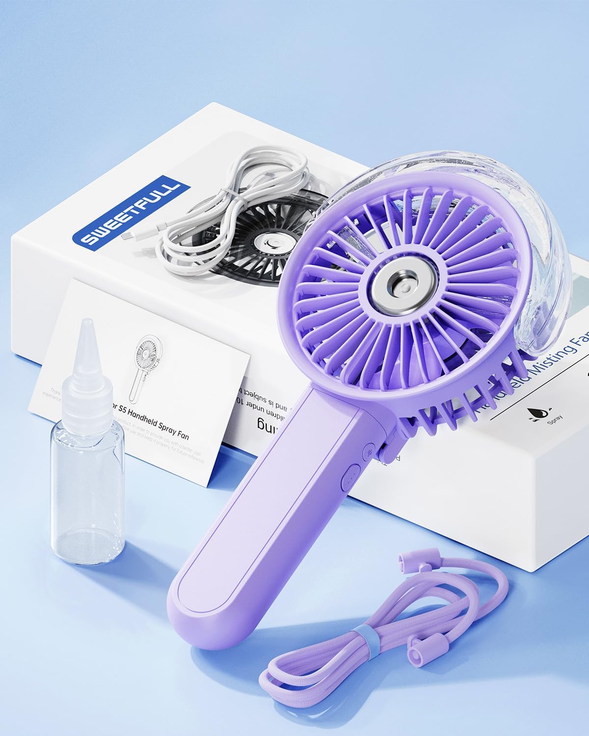 SWEETFULL Ventilador de nebulización portátil, ventilador personal...
