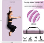 Tapete de yoga ancho de grosor (0.394 pulgadas), antideslizante, antidesgarros, tapete de pilates extra grande de 72 x 35 pulgadas para entrenamientos en casa, gimnasio y estiramiento de suelo con