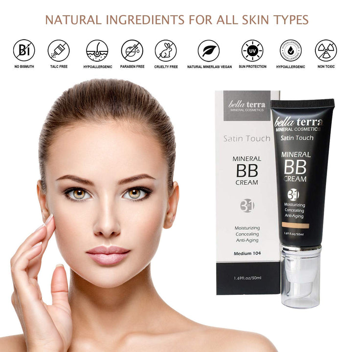 Bellaterra Cosmetics BB Crema hidratante teñida, base mineral, corr...