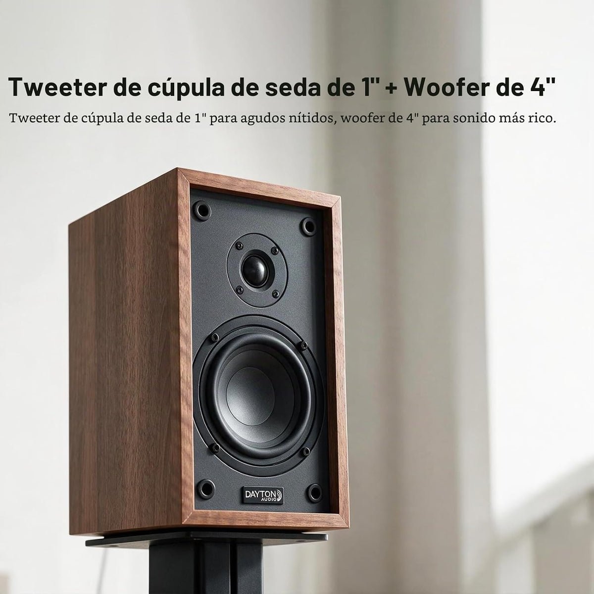 Dayton Audio Par de bocinas de estante Classic B40A con Bluetooth (Madera, 4 pulgadas)