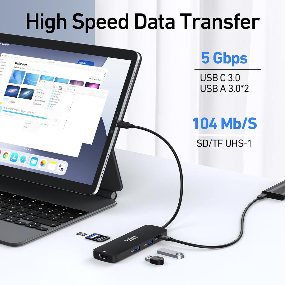 Estación de acoplamiento USB C Monitor HDMI dual, adaptador USB C a...