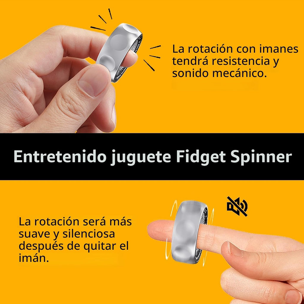 Fidget Spinner para alivio del estrés – Anillo magnético fidget DIY con sonidos atractivos, juguetes de acero inoxidable EDC para adultos y adolescentes, perfecto para el trabajo, estudio, espera