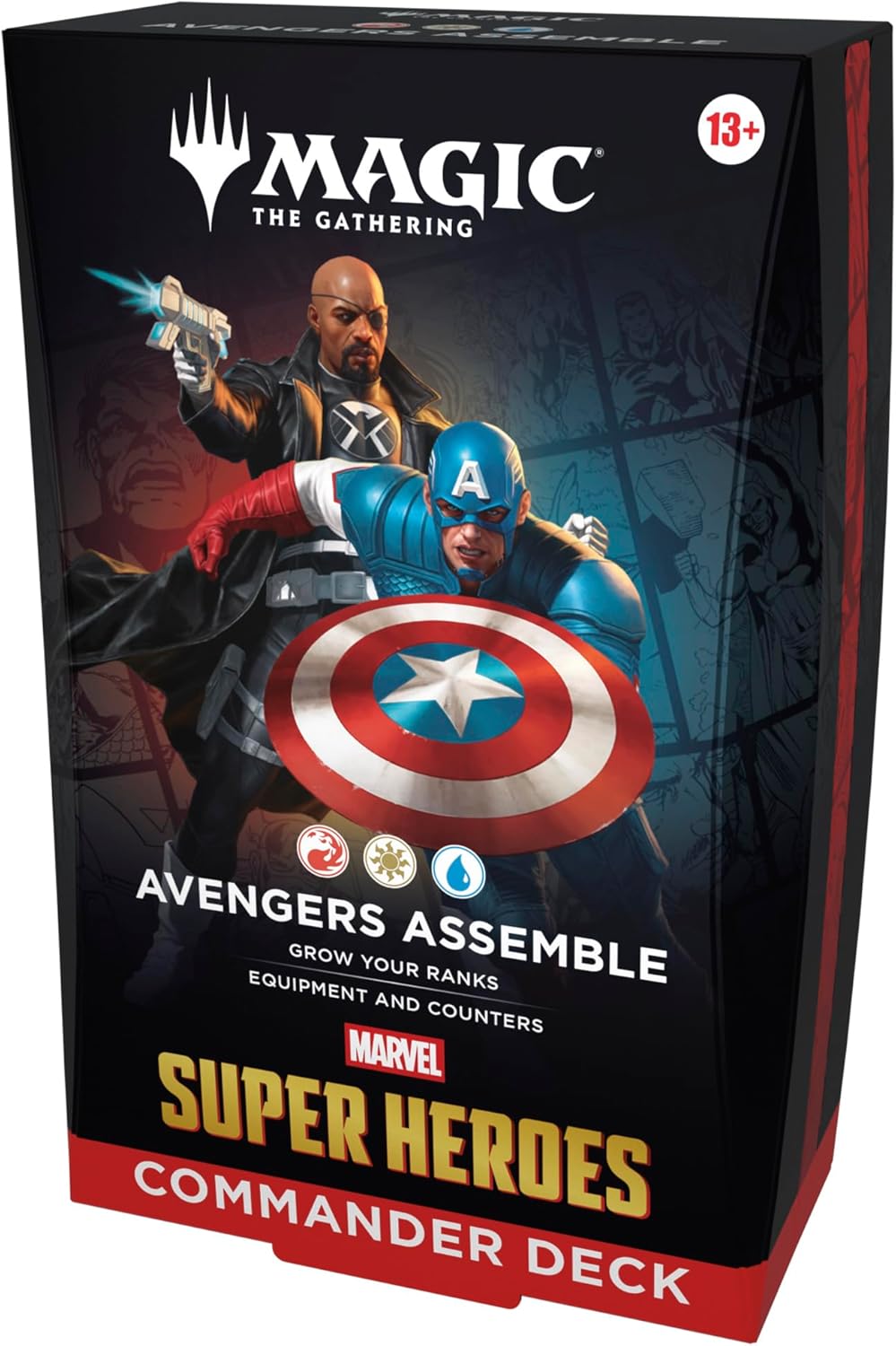 Magic: The Gathering | Mazo de Comandante de Superhéroes de Marvel - Los Vengadores Ensamble (Baraja de 100 cartas + accesorios)