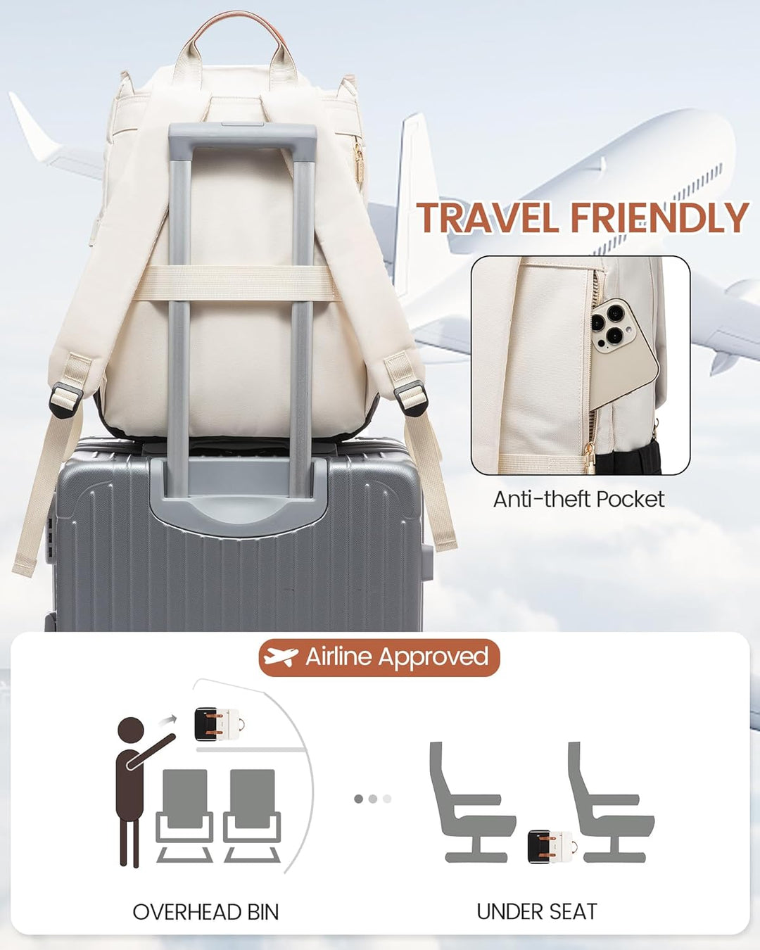 LOVEVOOK Mochila para laptop para mujer, mochila de viaje vintage a...