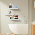 Upassion Estantes flotantes blancos, juego de 3, estantes montados en la pared de 16 pulgadas para decoración del hogar, sala de estar, dormitorio, baño, cocina