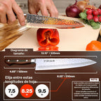 Yoshihiro Cuchillo de Gyuto de Damasco forjado, cubierto, Not Applicable