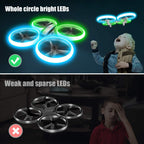 Q9s Drones para niños, dron RC con retención de altitud y modo sin cabeza, cuadricóptero con luz azul y verde, hélice de protección completa, 2 baterías y control remoto, regalos para niños y niñas