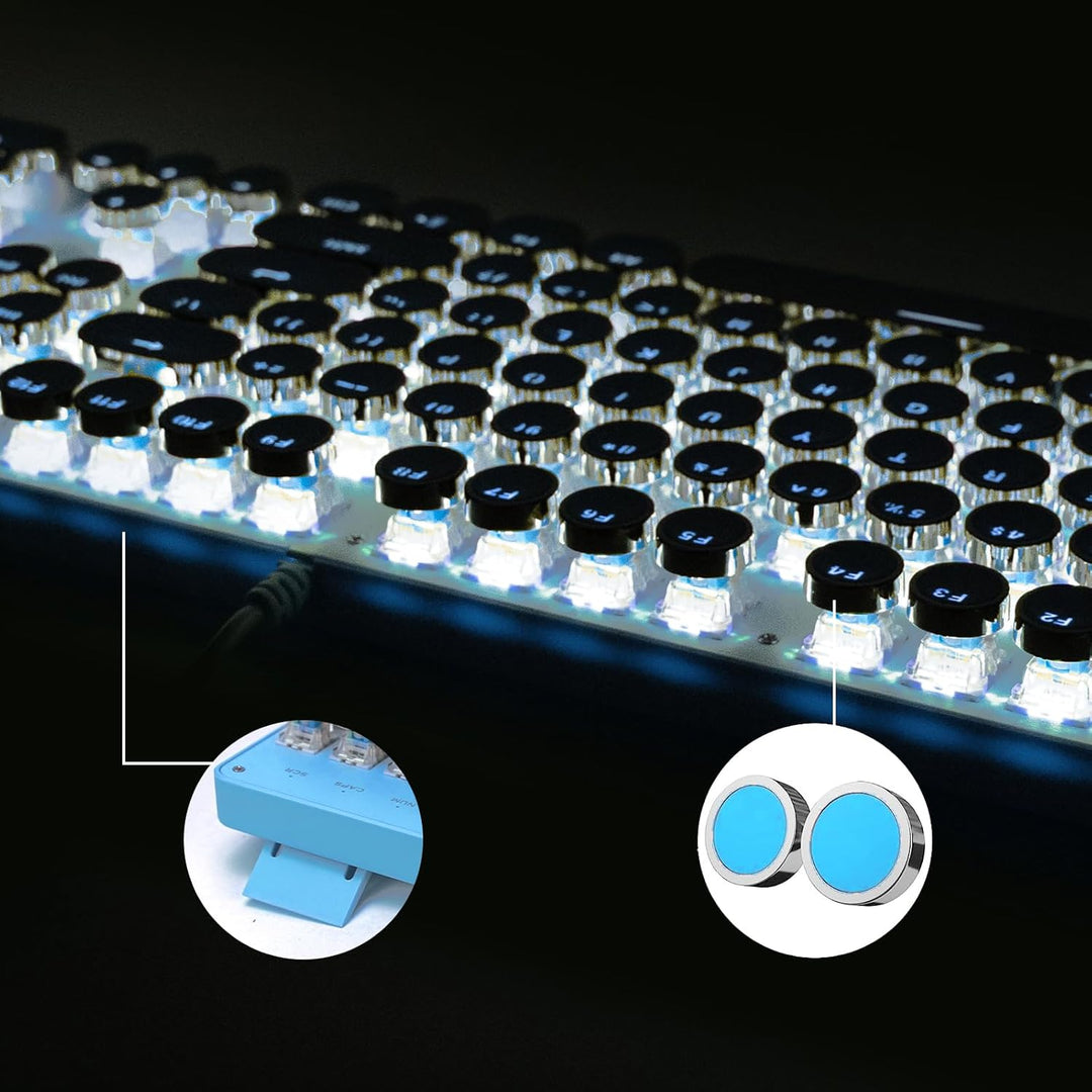 YSCP Teclado mecánico para juegos estilo máquina de escribir, retro...