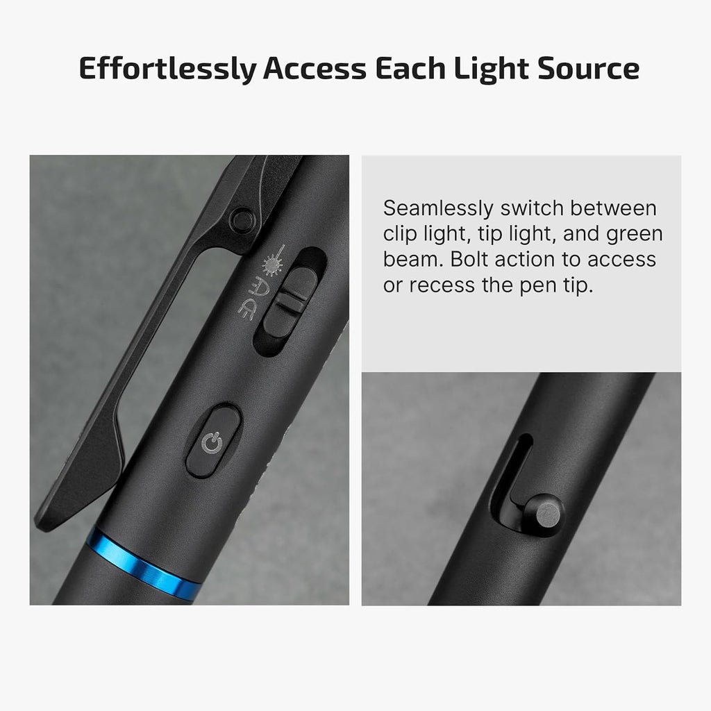 OLIGHT O'Pen 3 Pen - Linterna EDC recargable USB-C, color negro