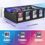 UAONO Caja de almacenamiento para cartas de juego de 4 filas 3000+ con exhibidor Commander