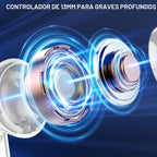 Auriculares inalámbricos Bluetooth 5.4, Auriculares con pantalla LED de energía estéreo 6D, Auriculares Bluetooth intrauriculares con micrófono de cancelación de ruido, Reproducción de 40H, estuche