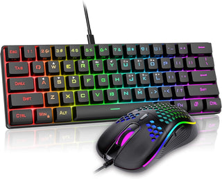 RedThunder - Combo de teclado y ratón para juegos 60%, teclado mini...