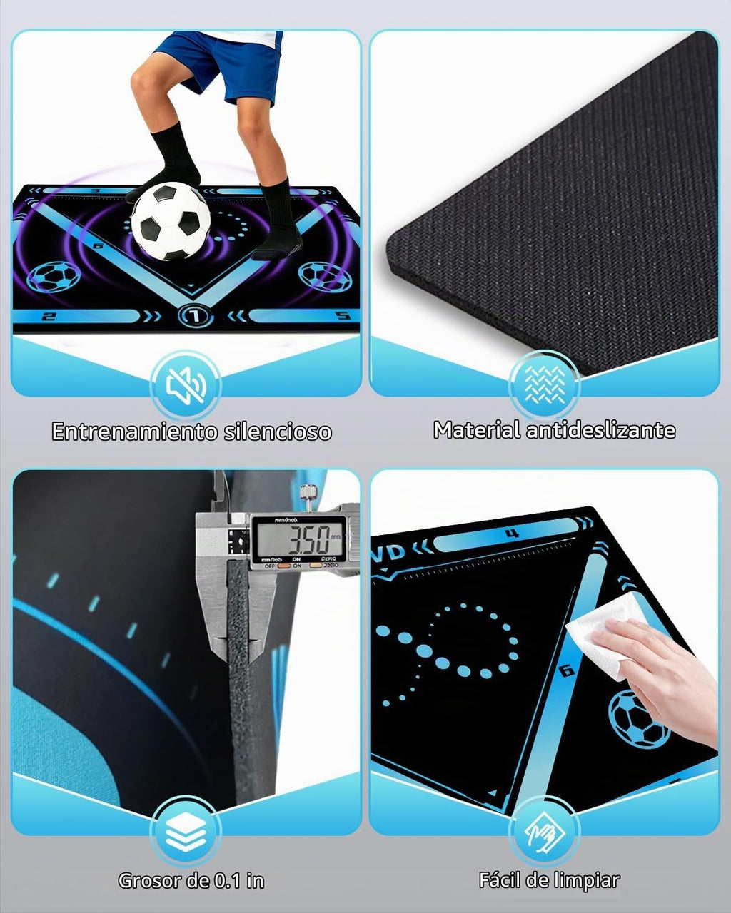 ZVD Tapete enrollado para entrenamiento de fútbol con video, tapete antideslizante para trabajo de pies