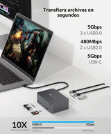 Conmutador KVM de acceso AV USB C Estación de acoplamiento Monitore...