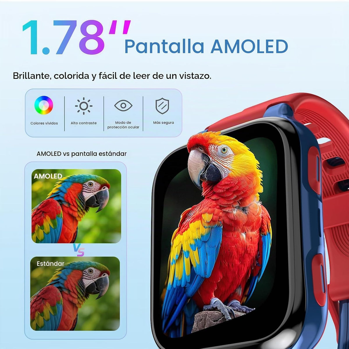 Reloj inteligente K9 para niños con rastreador GPS, voz y videollamada AI, AMOLED de 1.78 pulgadas, reloj inteligente 4G con SOS, controles parentales, modo escolar, reloj inteligente