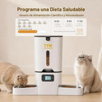 Comedero Automático para Gatos 2 Gatos, Dispensador de alimento seco de 7L con Bol de Doble
