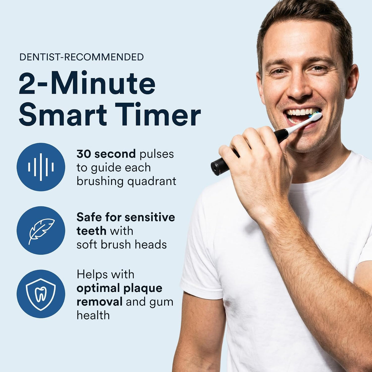 AURAGLOW - Cepillo de dientes eléctrico para adultos, cepillo de dientes sónico fuerte, 40,000 VPM, recargable, 5 modos, elimina 10 veces más placa, IPX7, batería de 30 días, 2 cabezales de cepillo y