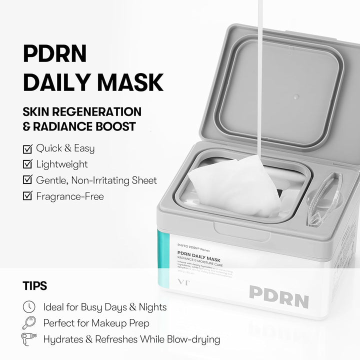 VT COSMETICS - Mascarilla diaria PDRN 30 hojas, PDRN vegano para la...