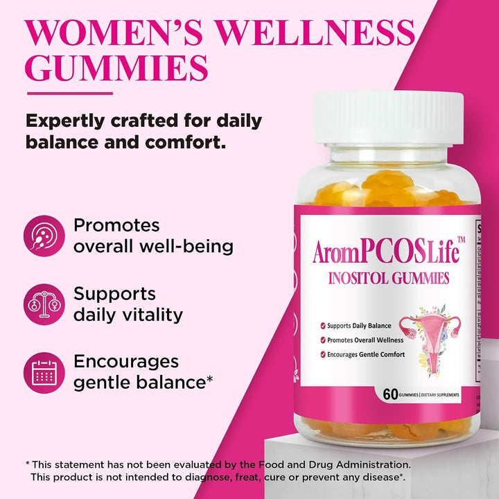 AromPCOSLife - Gomitas de inositol para mujer, 60 unidades, supleme...