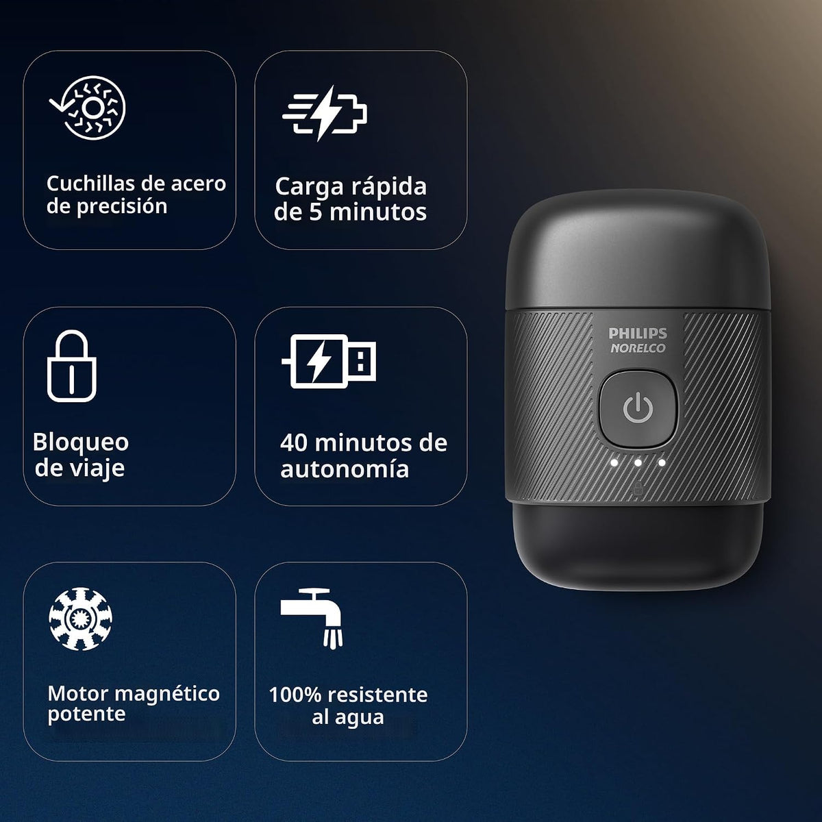 Philips Norelco Serie 500 - Afeitadora eléctrica compacta de viaje, color