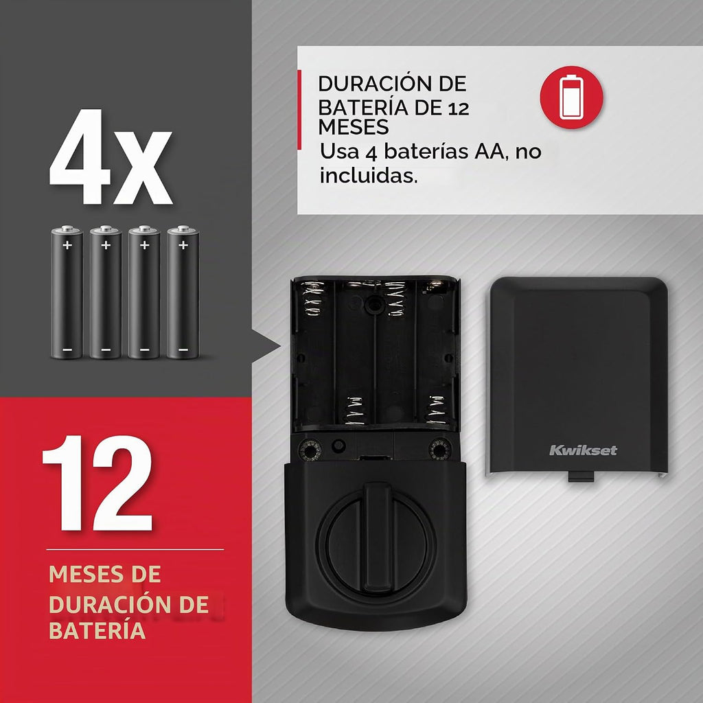 Kwikset SmartCode 260 - Cerradura de puerta con teclado electrónico sin llave con entrada automática, códigos de usuario personalizados, seguridad avanzada en negro mate contemporáneo