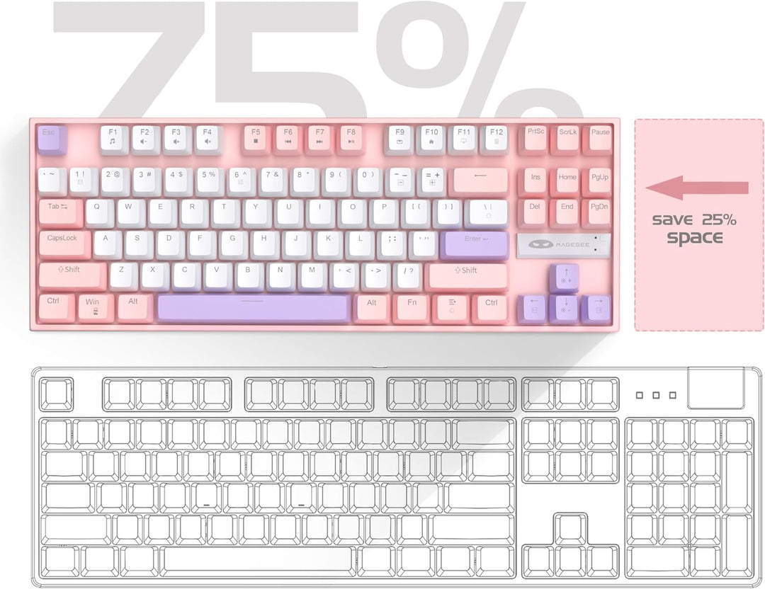 MageGee Teclado mecánico 75% para juegos, interruptor rojo, retroil...
