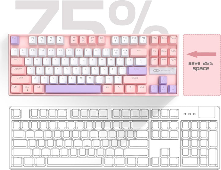MageGee Teclado mecánico 75% para juegos, interruptor rojo, retroil...
