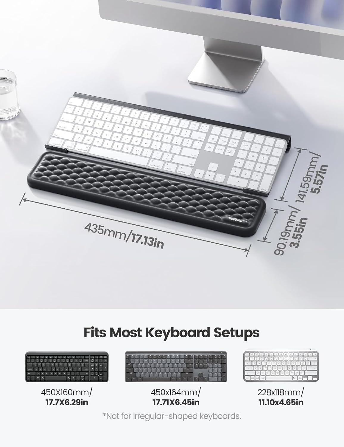 Vaydeer Soporte para teclado con soporte para teléfono y reposamuñecas (soporte para teclado y reposamuñecas, metal y espuma viscoelástica)