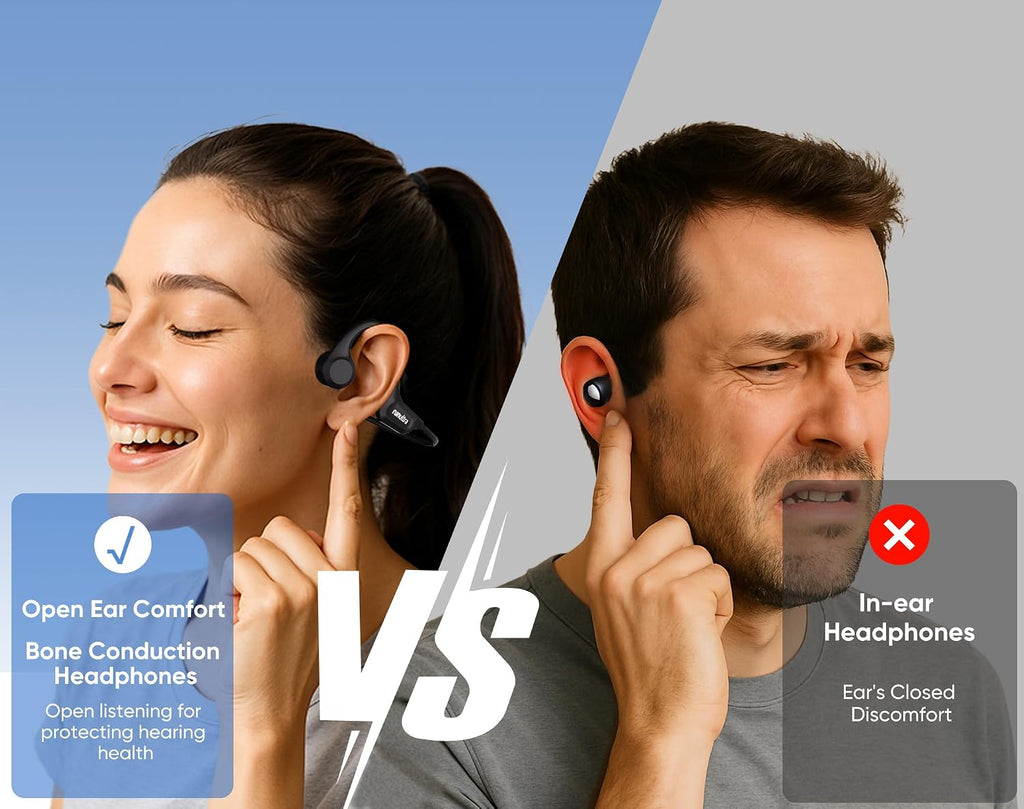 Nuevos auriculares de conducción ósea, auriculares Bluetooth 6.0 de oído abierto, 0.92 oz ligeros, IPX6 impermeable, 8H Playtime Auriculares de conducción ósea con micrófono para
