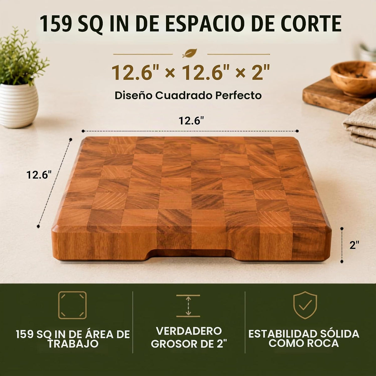 SHUMARU Tabla de cortar de grano final de caoba de 12.6 x 12.6 x 2 pulgadas con soporte, bloque de carnicero a cuadros hecho a mano, apto para cuchillos, pies antideslizantes, asas ergonómicas