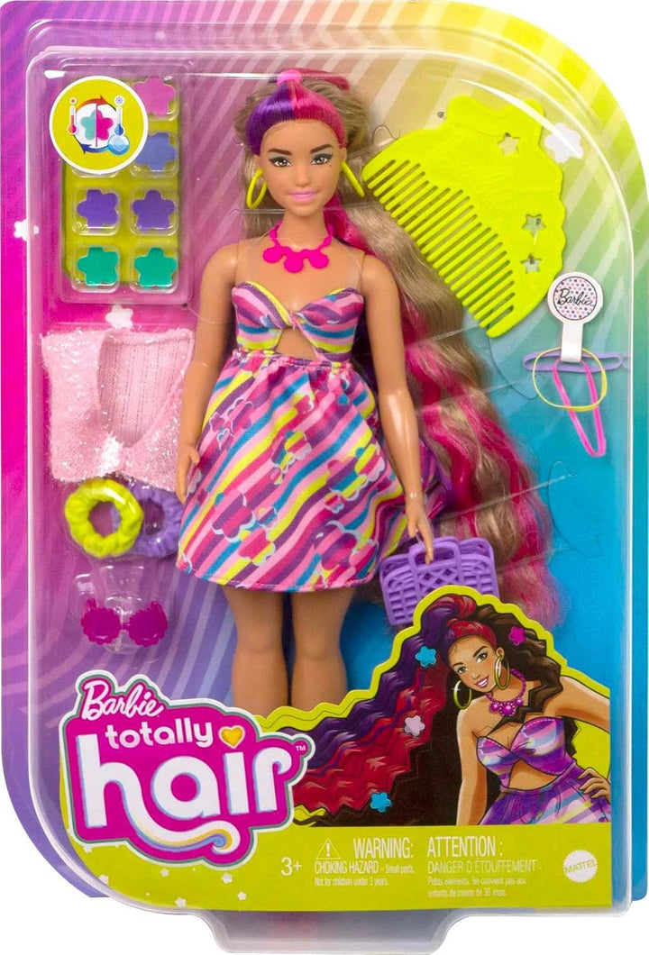 Barbie Muñeca Totally Hair, temática de flores con cabello de fanta...