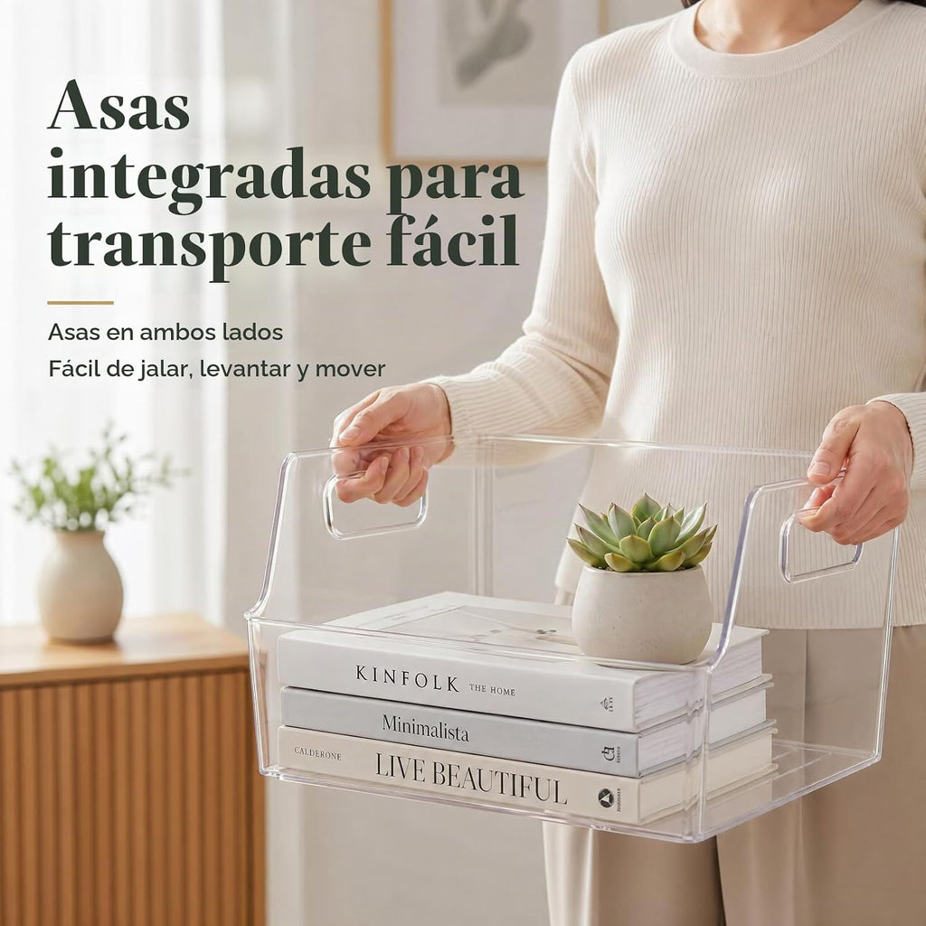 Organizador de libros de almacenamiento grande transparente de 4