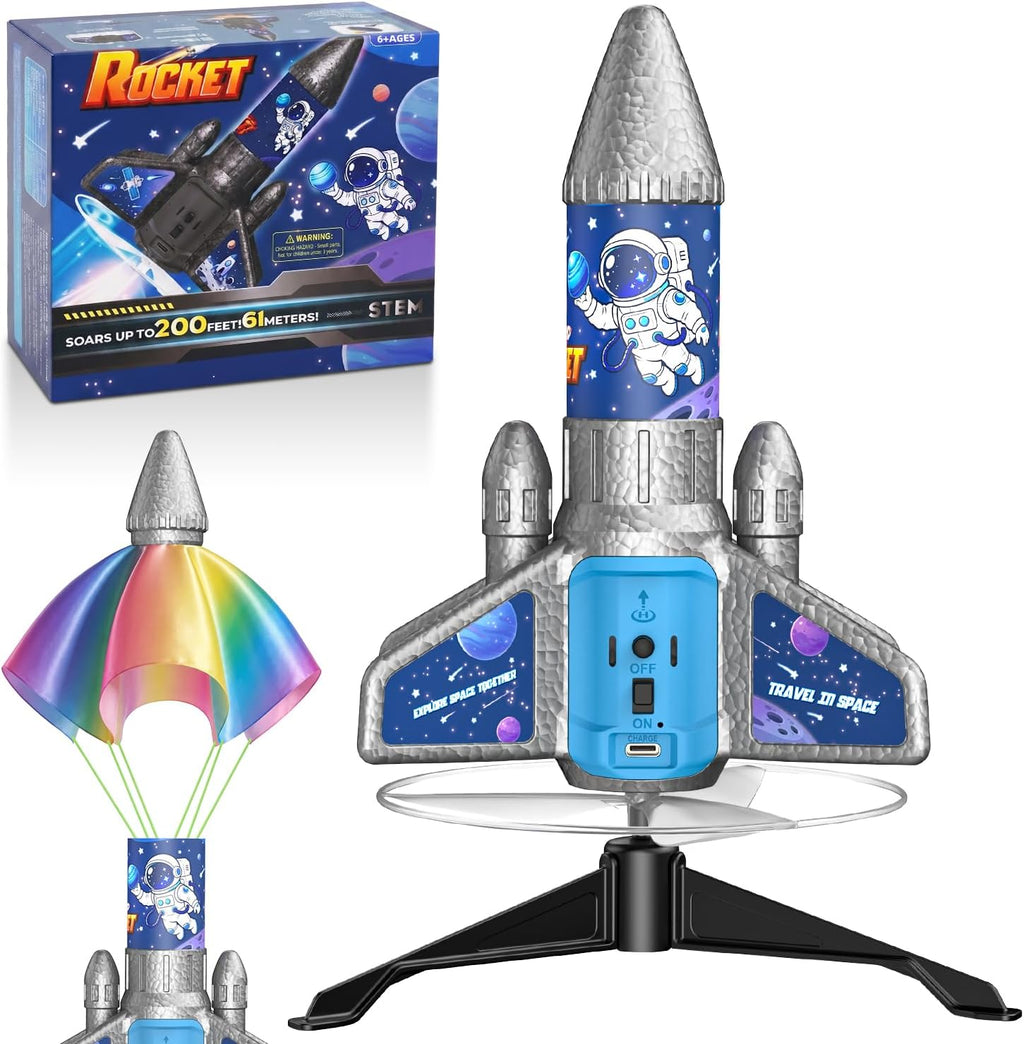 Lanzacohetes para niños, juguete de cohete de lanzamiento automático, 200