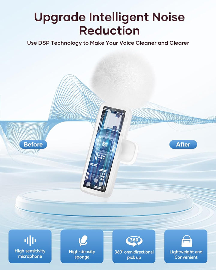 Micrófono inalámbrico para iPhone, iPad y teléfono Android, paquete...