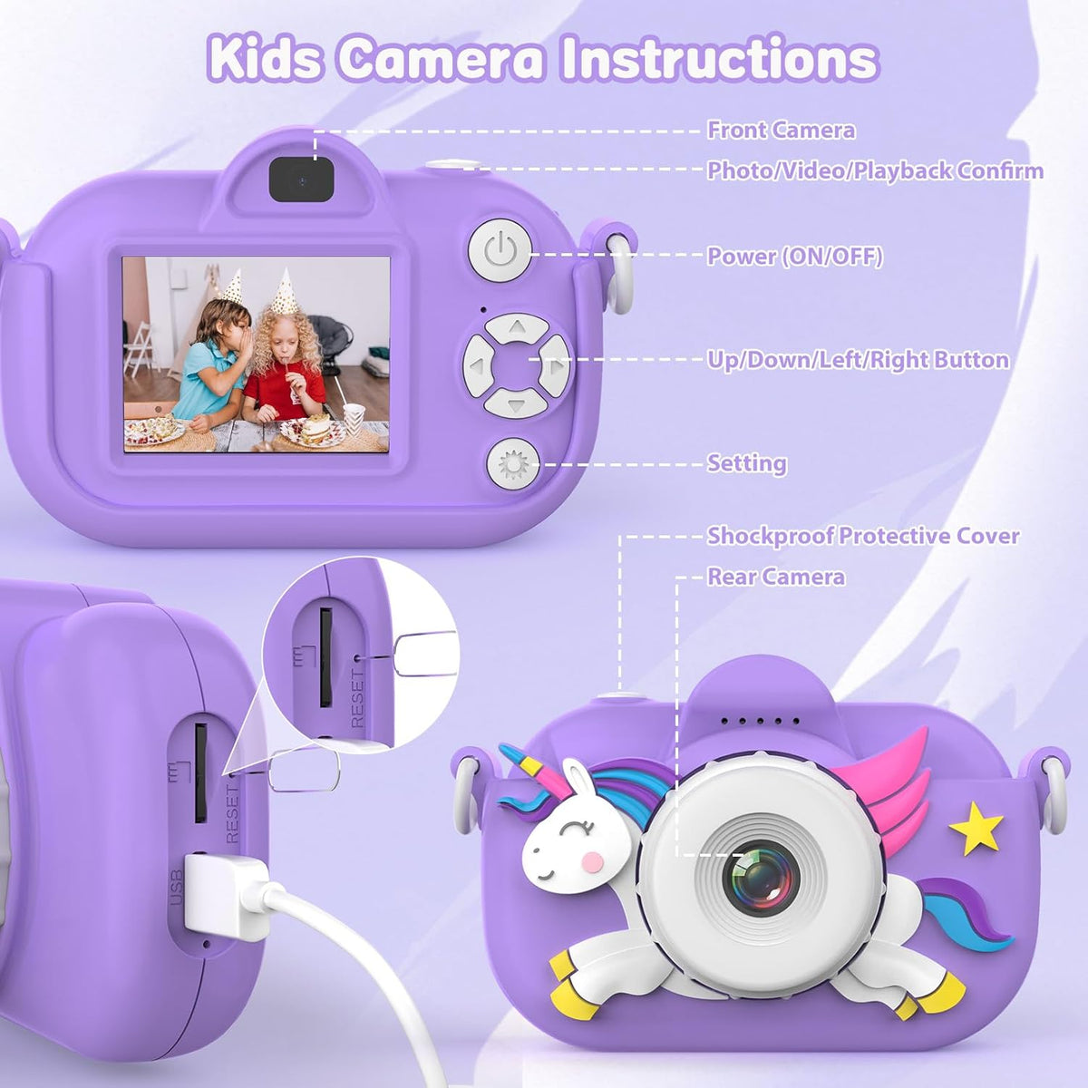 Cámara para Niños Juguetes para Niños Pequeños para Niñas y Niños d...