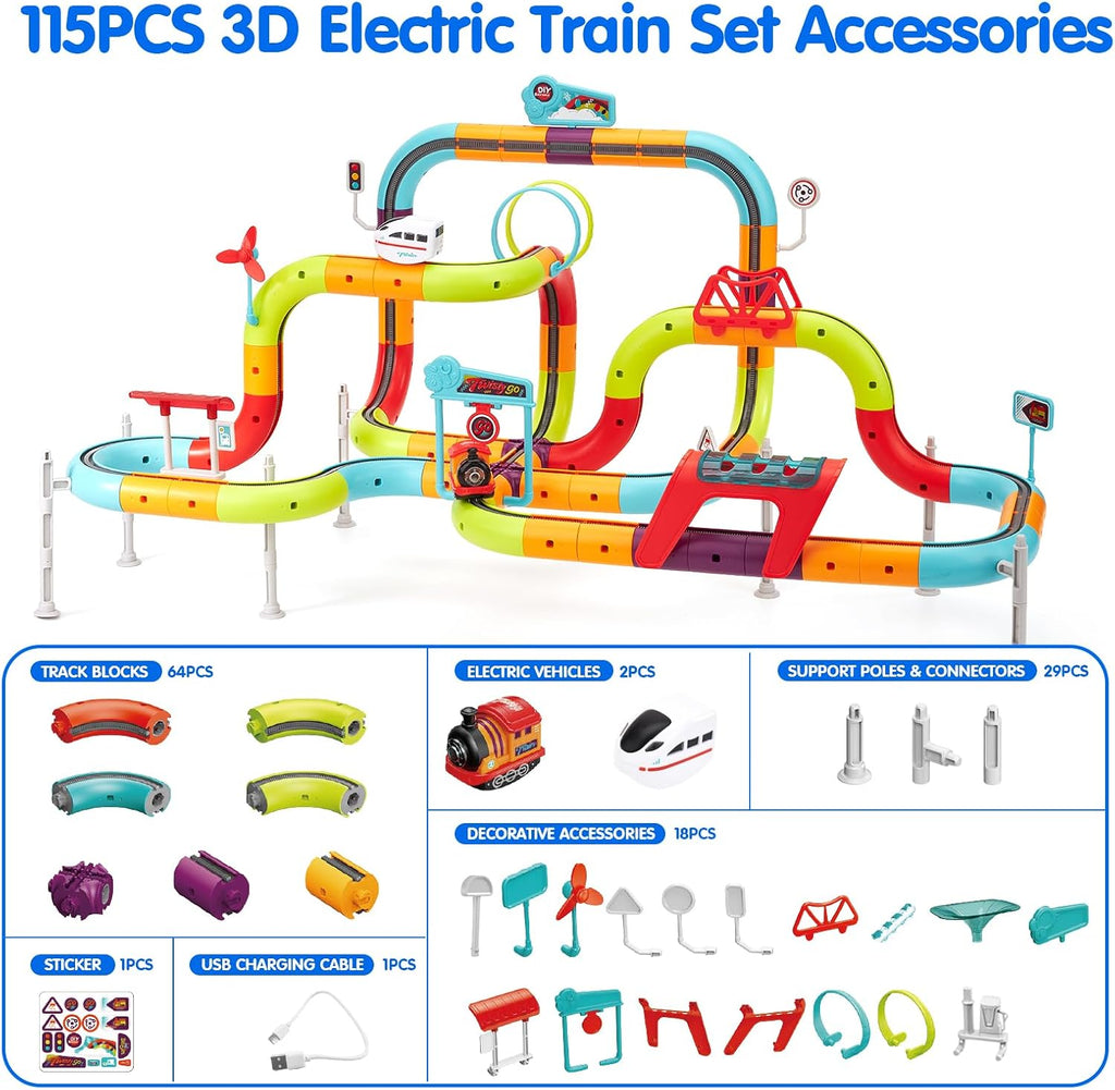 hahaland Juego de tren eléctrico para niños 3D antigravedad pista de