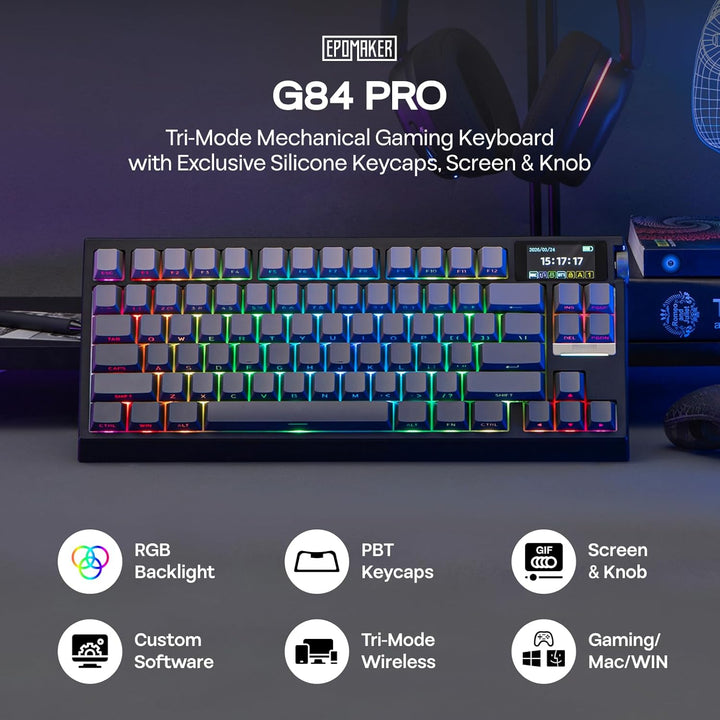 EPOMAKER G84 PRO Teclado mecánico inalámbrico, 75% teclado para jue...