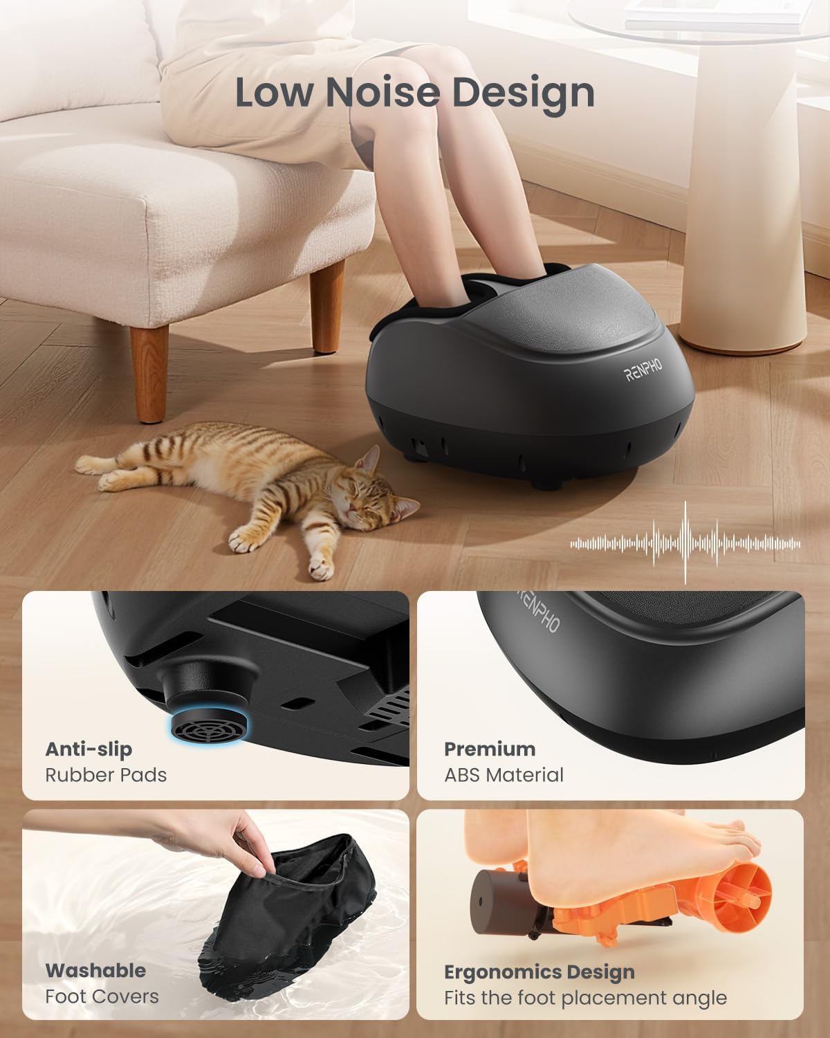 RENPHO - Masajeador completo de pies con calor, shiatsu profundo para