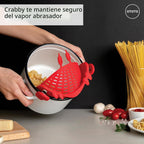 OTOTO Colador de clip de cangrejo – Colador de silicona para pasta con pinzas de acero inoxidable – Accesorios de cocina únicos, regalos de cocina para mujeres, artículos esenciales de cocina, regalos divertidos, accesorios de cocina – (Crabby)