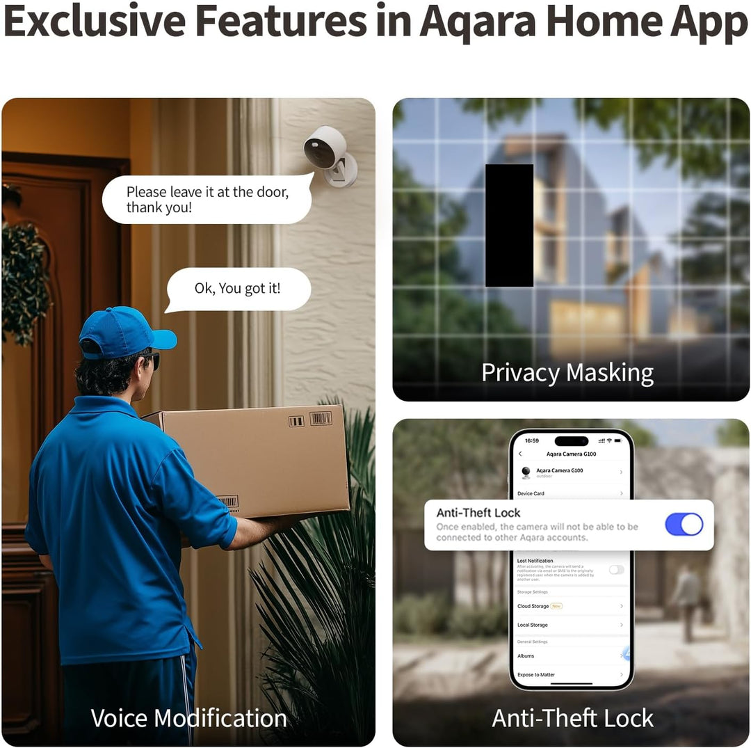 Aqara G100, cámara de seguridad para interiores y exteriores 2K, vi...