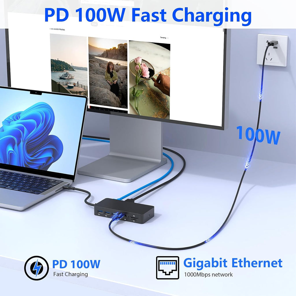 Estación de acoplamiento Surface Thunderbolt 4, triple pantalla a través de HDMI, VGA y DP con adaptador de corriente, Surface Dock compatible con Surface Pro 12/11/10/9/8/X/7 y Surface Laptop 5/4/3