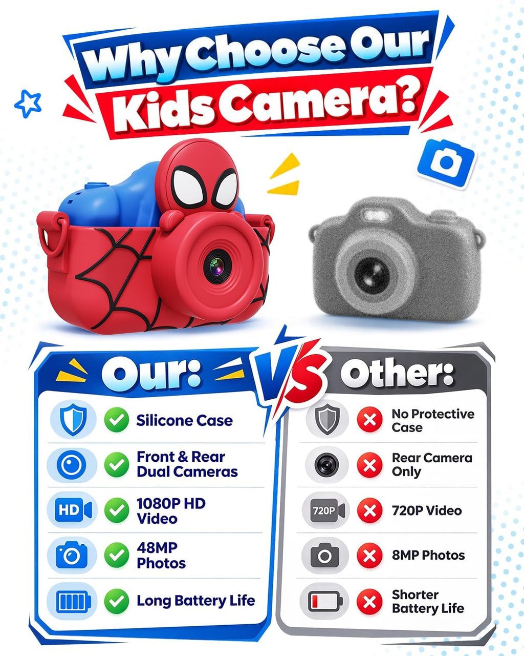 Juguetes de araña con cámara para niños de 3 a 8 años, cámara selfie para