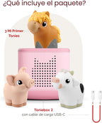 Toniebox 2 My First Farm Bundle para Kids 1+ con Soft y Squeezable Cow, Horse, y Pig - Cloud Pink