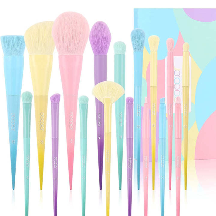 Docolor Juego de 17 brochas de maquillaje coloridas de alta calidad...