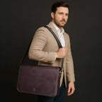 Bolso de mensajero de cuero para hombre, bolso vintage de grano completo