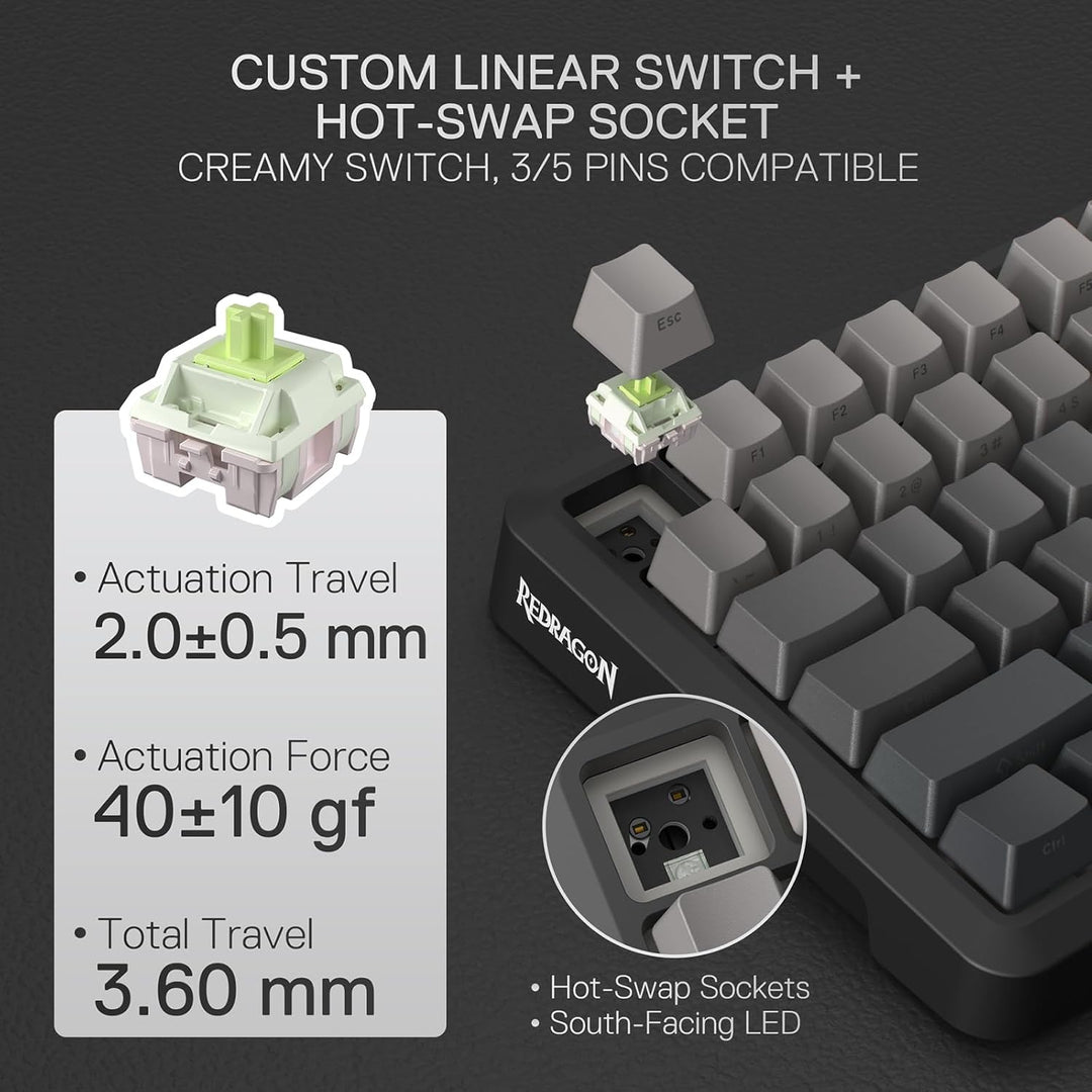 Redragon K724 PRO Teclado inalámbrico para juegos con junta inalámb...